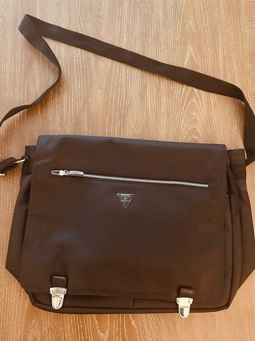 Vintage Nylon Messenger Bag with Silver Hardware and adjustable strap
